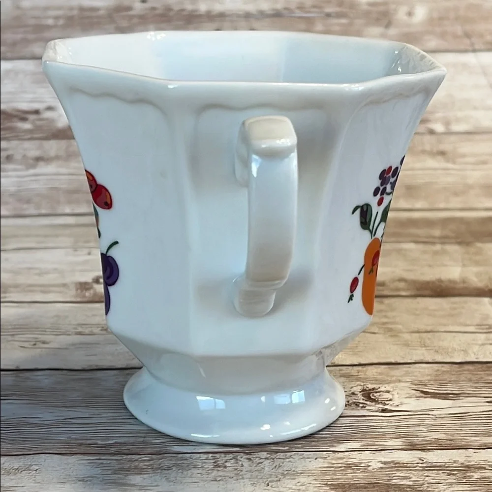 Vintage Hallmark Fruit Motif Porcelain Hexagon Footed Teacup